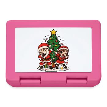 Dabbing Santa & Mrs Claus Kawaii Shirt - Brotdose - Pink - Vorne