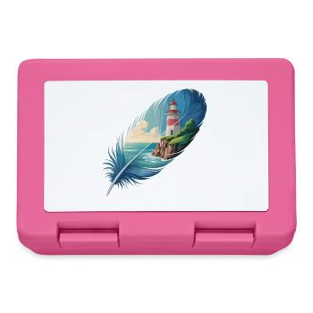 Lighthouse in Feather Landscape Painting - Lunchbox - pink - Front