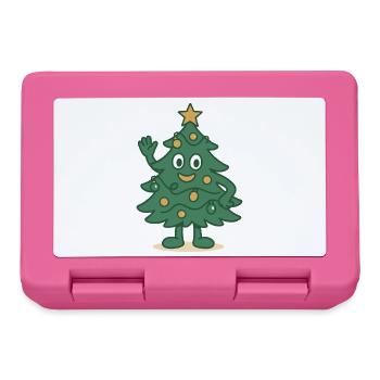 Lustige Weihnachtsbaum Cartoon Familie Urlaub - Brotdose - Pink - Vorne