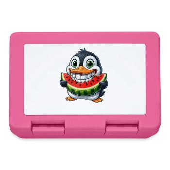 Cheerful Penguin with Watermelon Summer Fruit - Lunchbox - pink - Front