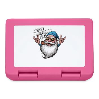 Merry Christmas Rocker Santa mit Pfeife Shirt - Brotdose - Pink - Vorne