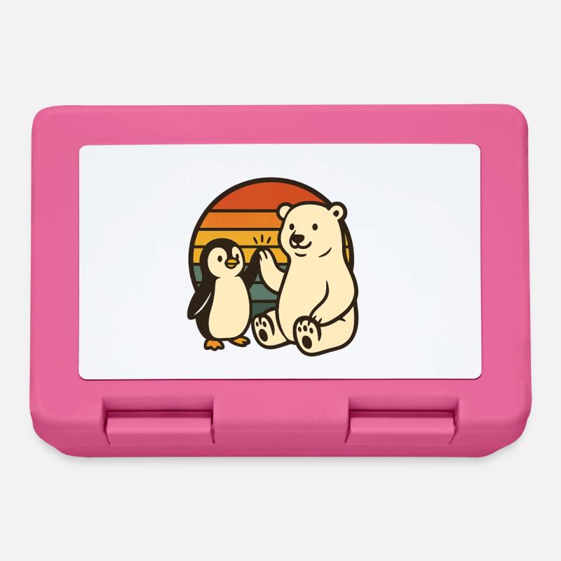 Eisbär und Pinguin - Brotdose - Pink