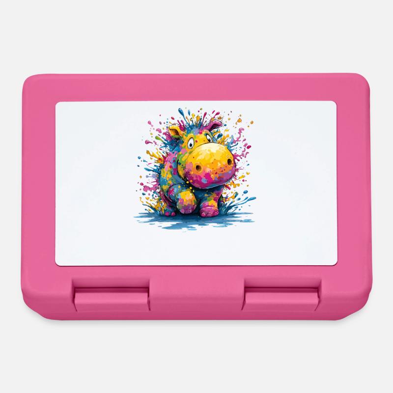 Design coloré de l’hippopotame tombant - Boîte à goûter - rose