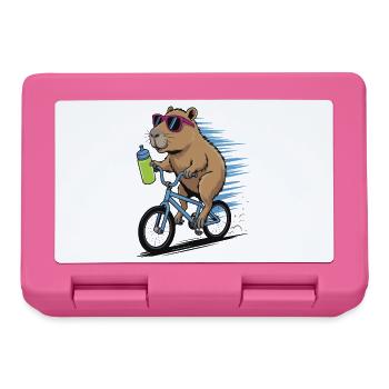 Biber auf Fahrrad mit Sonnenbrille - Brotdose - Pink - Vorne