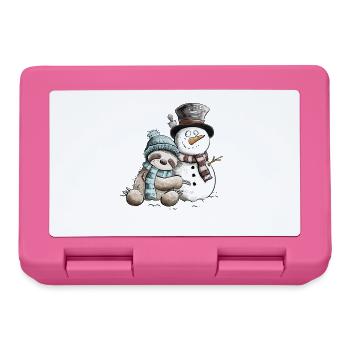 Sloth & Snowman I Winter Friends Christmas - Lunchbox - pink - Front