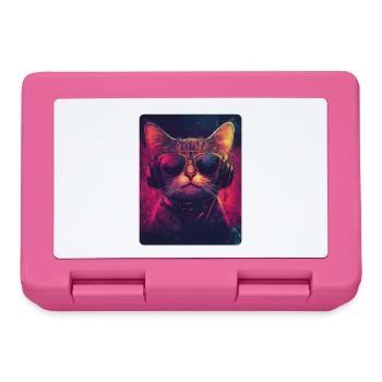 Coole DJ Katze mit Sonnenbrille - Brotdose - Pink - Vorne