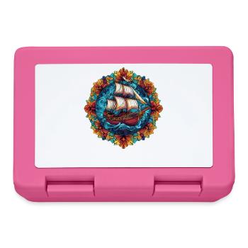Illustration d’un navire à voile avec anneau de fleurs - Boîte à goûter - rose - Devant