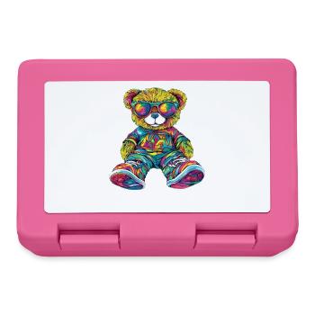 Colorful bear teddy bear with sunglasses - Lunchbox - pink - Front