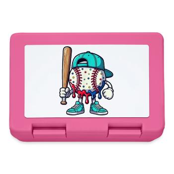 Schmelzendes Baseball-Maskottchen mit Schläger - Brotdose - Pink - Vorne