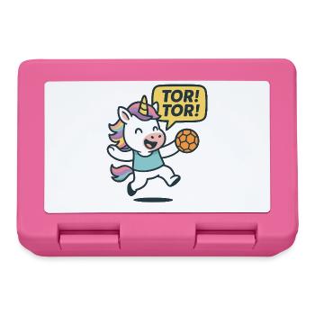 Einhorn Handball Tor Tor, Jubelkind Motiv - Brotdose - Pink - Vorne