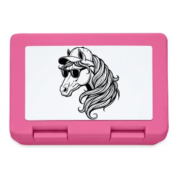 Cool Horse – Pferdekopf mit Cap und Sonnenbrille - Brotdose - Pink - Vorne