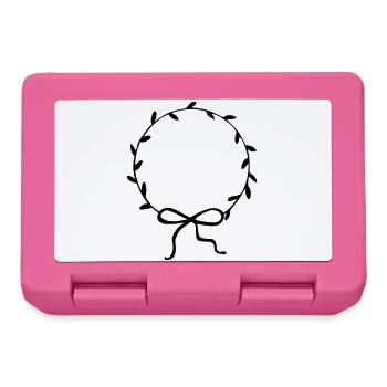 Couronne de feuilles avec arc dessiné à la main - Boîte à goûter - rose - Devant