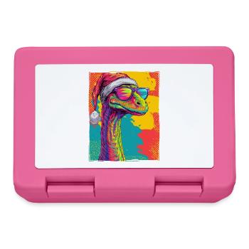 Dinosaur Brontosaurus Christmas Portrait - Lunchbox - pink - Front