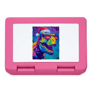 Dinosaur T-Rex Christmas Portrait - Lunchbox - pink - Front