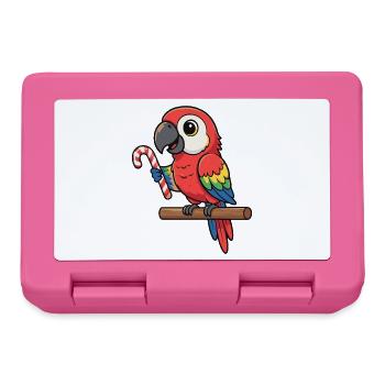 Cheerful parrot with candy cane - Lunchbox - pink - Front