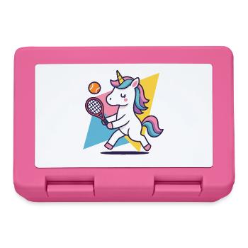 Kawaii licorne tennis, motif sportif coloré, mignon - Boîte à goûter - rose - Devant