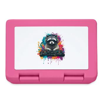 Raccoon at the DJ booth - Lunchbox - pink - Front