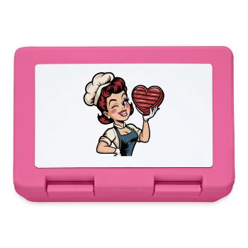  Retro Bäckerin Mit Herz Liebevolle Köchin - Brotdose - Pink - Vorne