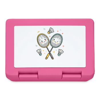 Lachende Badmintonfreunde - Brotdose - Pink - Vorne