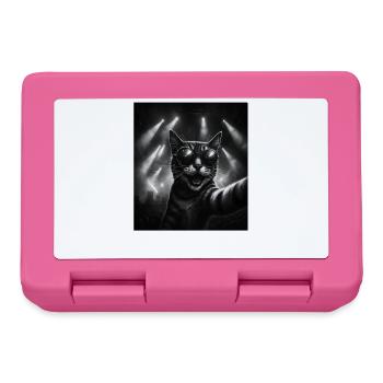 Katze Musik Heavy Metal Katzen Geschenkidee Lustig - Brotdose - Pink - Vorne