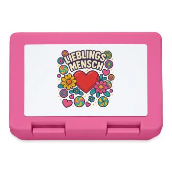 lieblingsmensch geschenk liebe, buntes herz motiv - Brotdose - Pink - Vorne