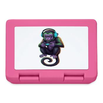 Monkey Gaming Animal Video Games Funny Monkey - Lunchbox - pink - Front