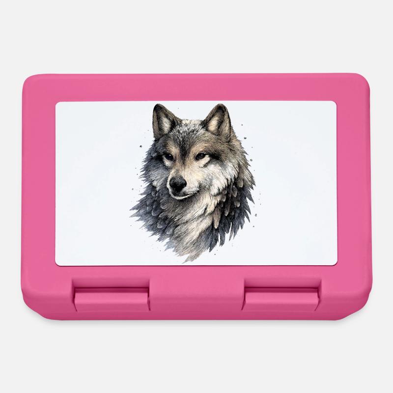 Nebelwolf im Aquarellstil - Brotdose - Pink
