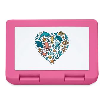 sea creatures heart design, ocean lover love - Lunchbox - pink - Front