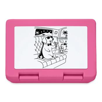 Dachshund Movie Star Fame Limosine Line Art - Lunchbox - pink - Front