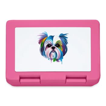 Maman de chien en chrysanthème artistique Shih Tzu colorée - Boîte à goûter - rose - Devant