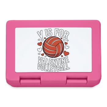 V ist für Valentine Volleyball - Brotdose - Pink - Vorne