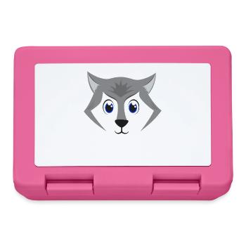 Cute Wolf Face Kawaii Grey Timber Wolf Costume - Lunchbox - pink - Front