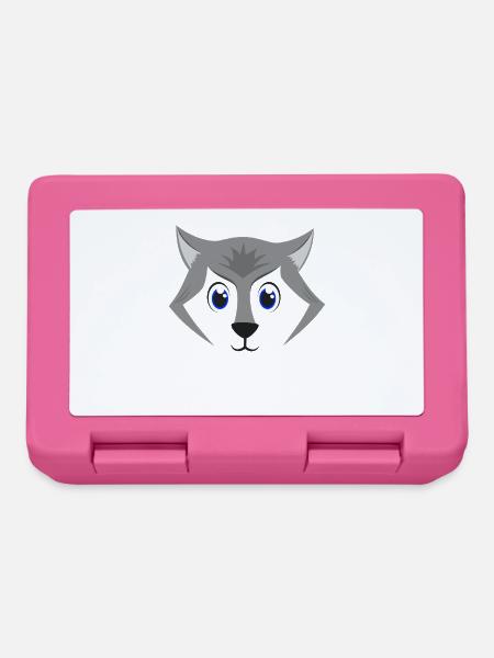 Niedliches Wolfsgesicht Kawaii Graues Holzwolf-Kostüm - Brotdose - Pink