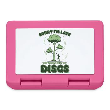 Disc Golf Désolé d’être en retard Les bois ont gardé mes disques - Boîte à goûter - rose - Devant