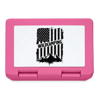 Wild Camping Adventure Mountains USA Flag - Lunchbox - pink - Front