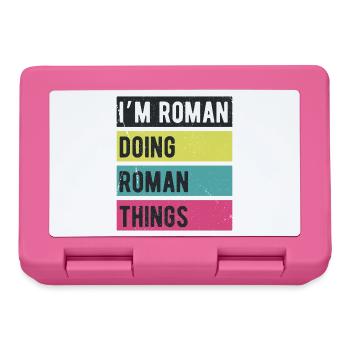 Ich bin Römer und mache römische Dinge in Retro-Farben - Brotdose - Pink - Vorne