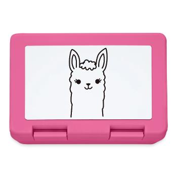 Cute Alpaca Llama Head Line Art - Lunchbox - pink - Front
