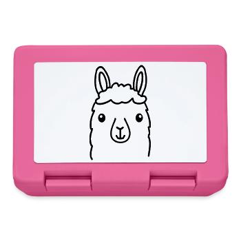 Cute Alpaca Llama Head Line Art - Lunchbox - pink - Front
