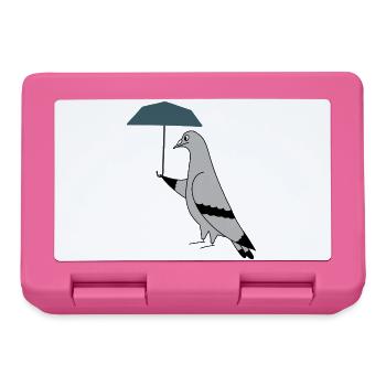Pigeon with Umbrella – Illustration minimaliste urbaine - Boîte à goûter - rose - Devant