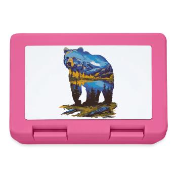 Wander Bear Mountains Lake Retro Nature Design - Lunchbox - pink - Front