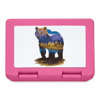 Wander Bear Mountains Lake Retro Nature Design - Lunchbox - pink - Front