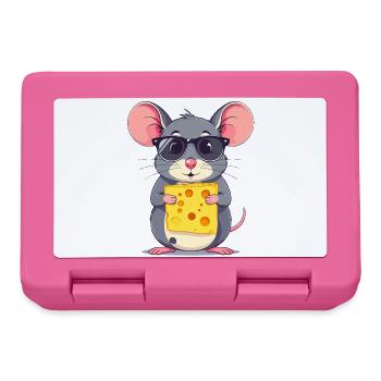 coole Käse Maus mit Sonnenbrille - Brotdose - Pink - Vorne