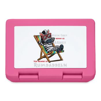 Zebra im Strandstuhl. Arbeit ist das nicht! - Brotdose - Pink - Vorne
