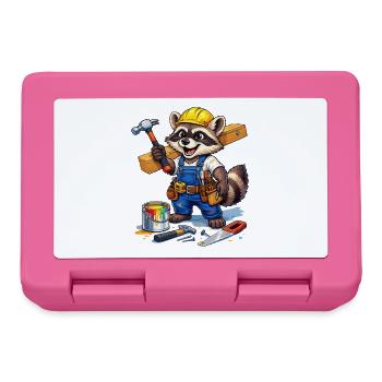 Construction Raccoon in workshop look - Lunchbox - pink - Front