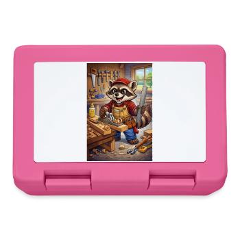 Waschbär Holzhandwerker - Brotdose - Pink - Vorne