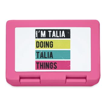 Ich bin Talia und macht Talia-Dinge Retro-Farben - Brotdose - Pink - Vorne