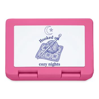 Crochet Lover Hooked On Cozy Nights Funny - Lunchbox - pink - Front