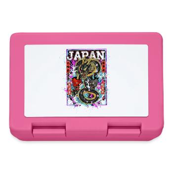 Otaku Samurai & Drache - Cyber Neon Streetart - Brotdose - Pink - Vorne
