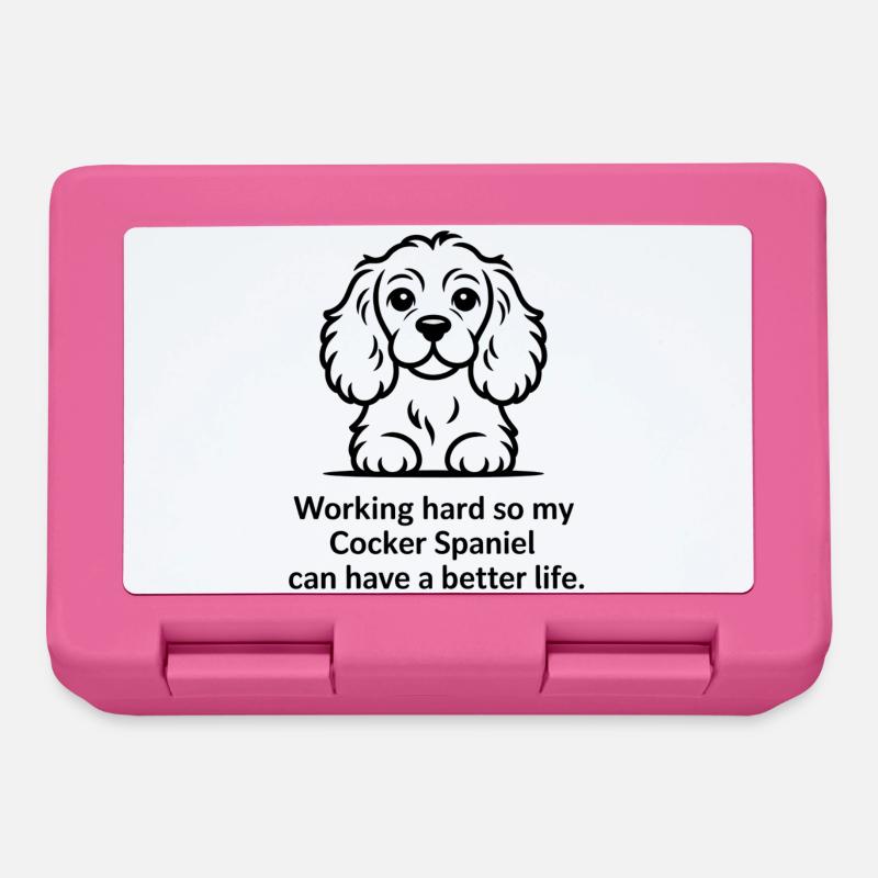 Funny Cocker Spaniel Dog - Working Hard for my - Lunchbox - pink