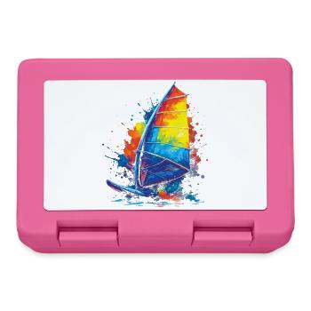 Windsurfing - Water Sports Illustration - Lunchbox - pink - Front